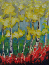 Load image into Gallery viewer, Among the Birches 6"x8" Oil Painting on Birch Wood Panel, Wood Finish Siding