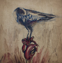 Load image into Gallery viewer, Tell Tale Heart, 12"x12" Oil on Wood Panel, Wood Side Finish