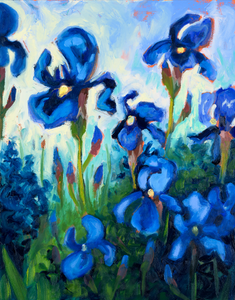 Blue Iris, 16"x20" Oil Sticks on Canvas