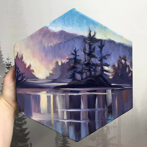 Sunkised, 8" Hexagon Custom Oil on Canvas