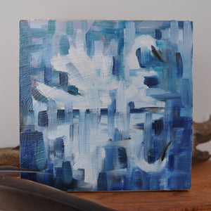 Lost in Reflection, 6"x6" Oil Painting on Birch Wood Panel, Wood Finish Siding