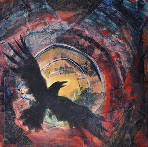 Midnight Sun, 12"x12" Mixed Media on Gallery Wrap Canvas