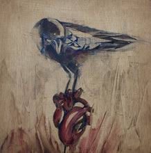 Load image into Gallery viewer, Tell Tale Heart, 12&quot;x12&quot; Oil on Wood Panel, Wood Side Finish
