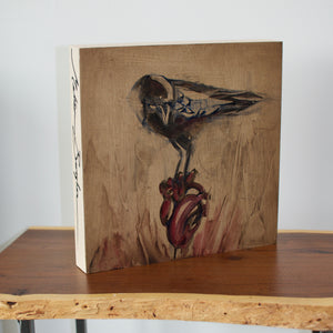 Tell Tale Heart, 12"x12" Oil on Wood Panel, Wood Side Finish